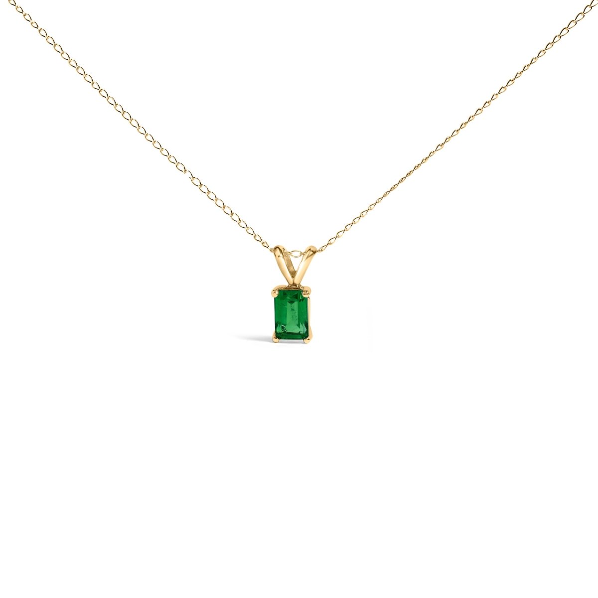 14K White Gold 6x4MM Emerald Cut Purple Amethyst Solitaire Pendant Necklace - Necklaces - Custom Crafting Alliance, LLC