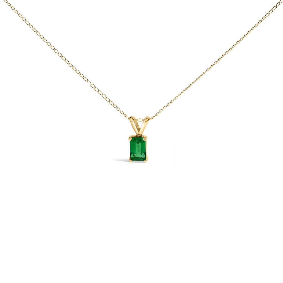 14K White Gold 6x4MM Emerald Cut Purple Amethyst Solitaire Pendant Necklace - Necklaces - Custom Crafting Alliance, LLC