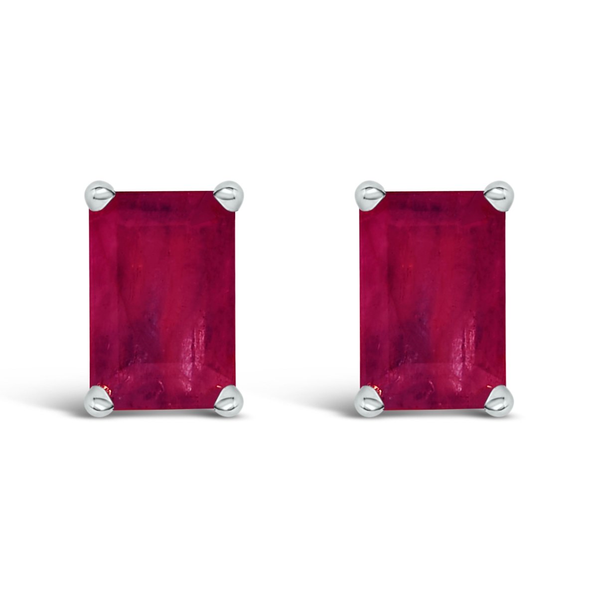 14K White Gold 6x4MM Emerald Shaped Amethyst Solitaire Stud Earrings - Earrings - Custom Crafting Alliance, LLC