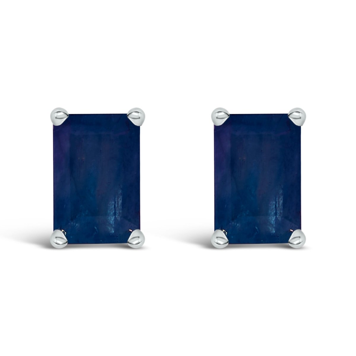 14K White Gold 6x4MM Emerald Shaped Amethyst Solitaire Stud Earrings - Earrings - Custom Crafting Alliance, LLC