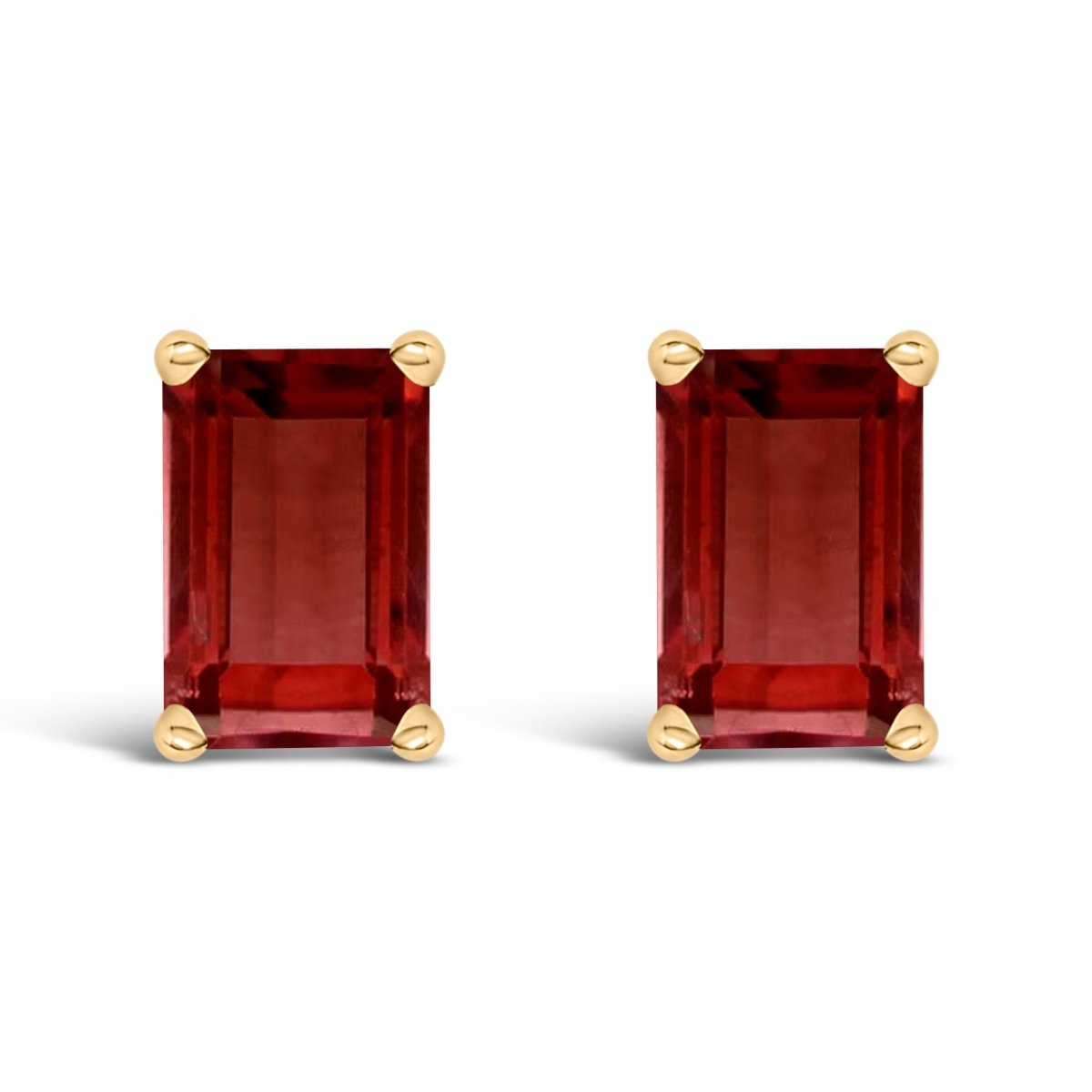 14K White Gold 6x4MM Emerald Shaped Amethyst Solitaire Stud Earrings - Earrings - Custom Crafting Alliance, LLC