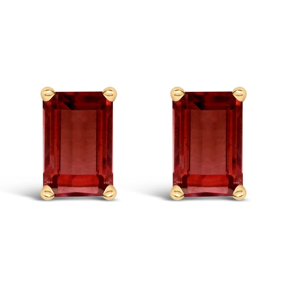 14K White Gold 6x4MM Emerald Shaped Amethyst Solitaire Stud Earrings - Earrings - Custom Crafting Alliance, LLC