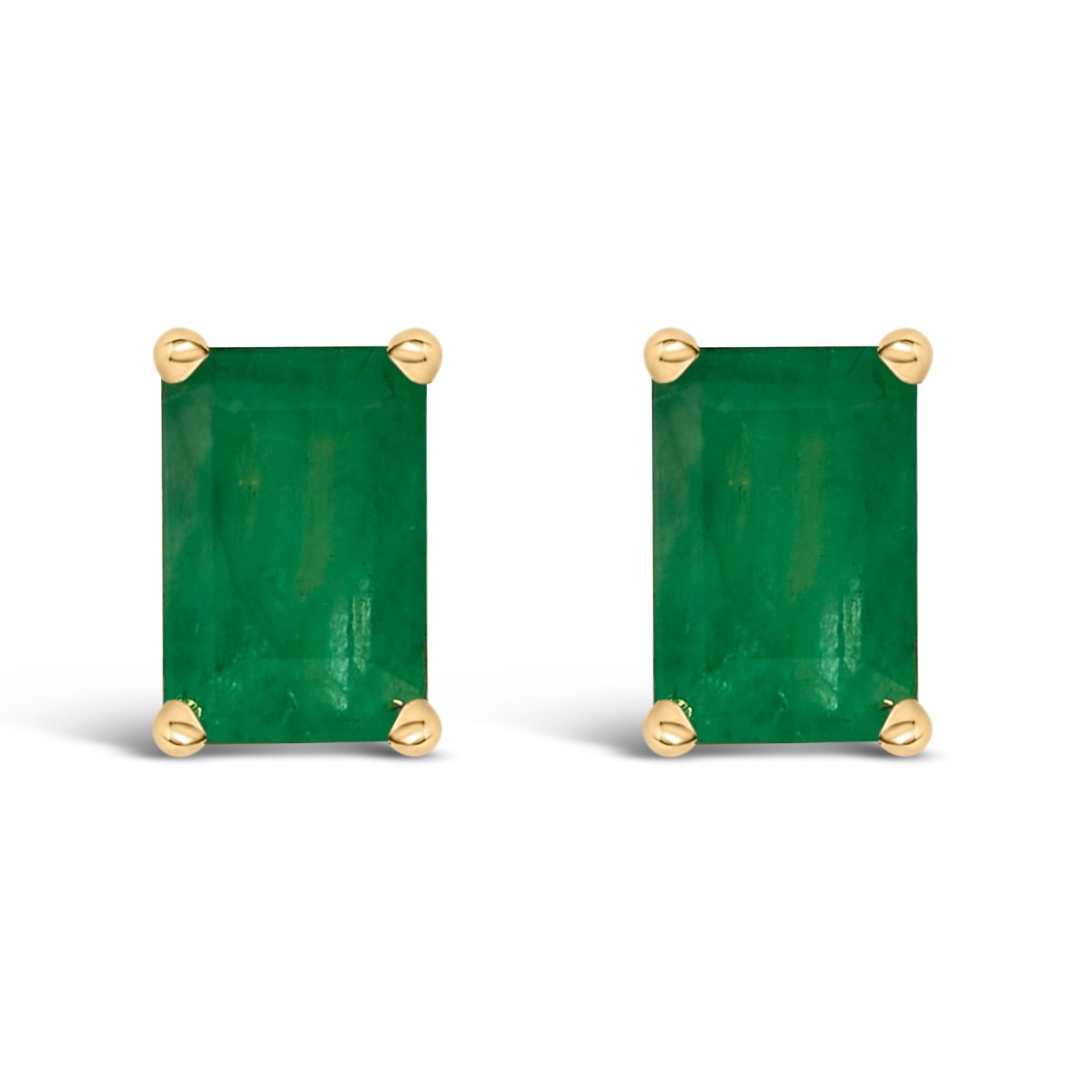 14K White Gold 6x4MM Emerald Shaped Amethyst Solitaire Stud Earrings - Earrings - Custom Crafting Alliance, LLC