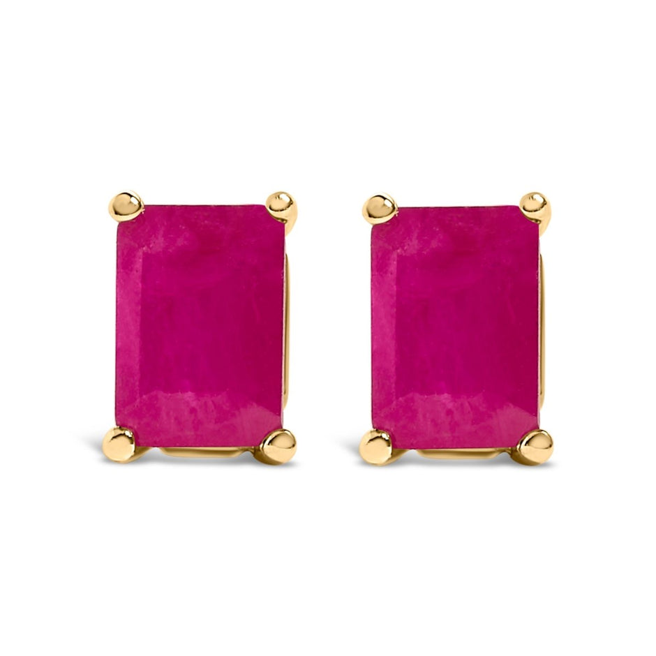 14K White Gold 6x4MM Emerald Shaped Amethyst Solitaire Stud Earrings - Earrings - Custom Crafting Alliance, LLC