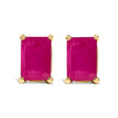 14K White Gold 6x4MM Emerald Shaped Amethyst Solitaire Stud Earrings - Earrings - Custom Crafting Alliance, LLC