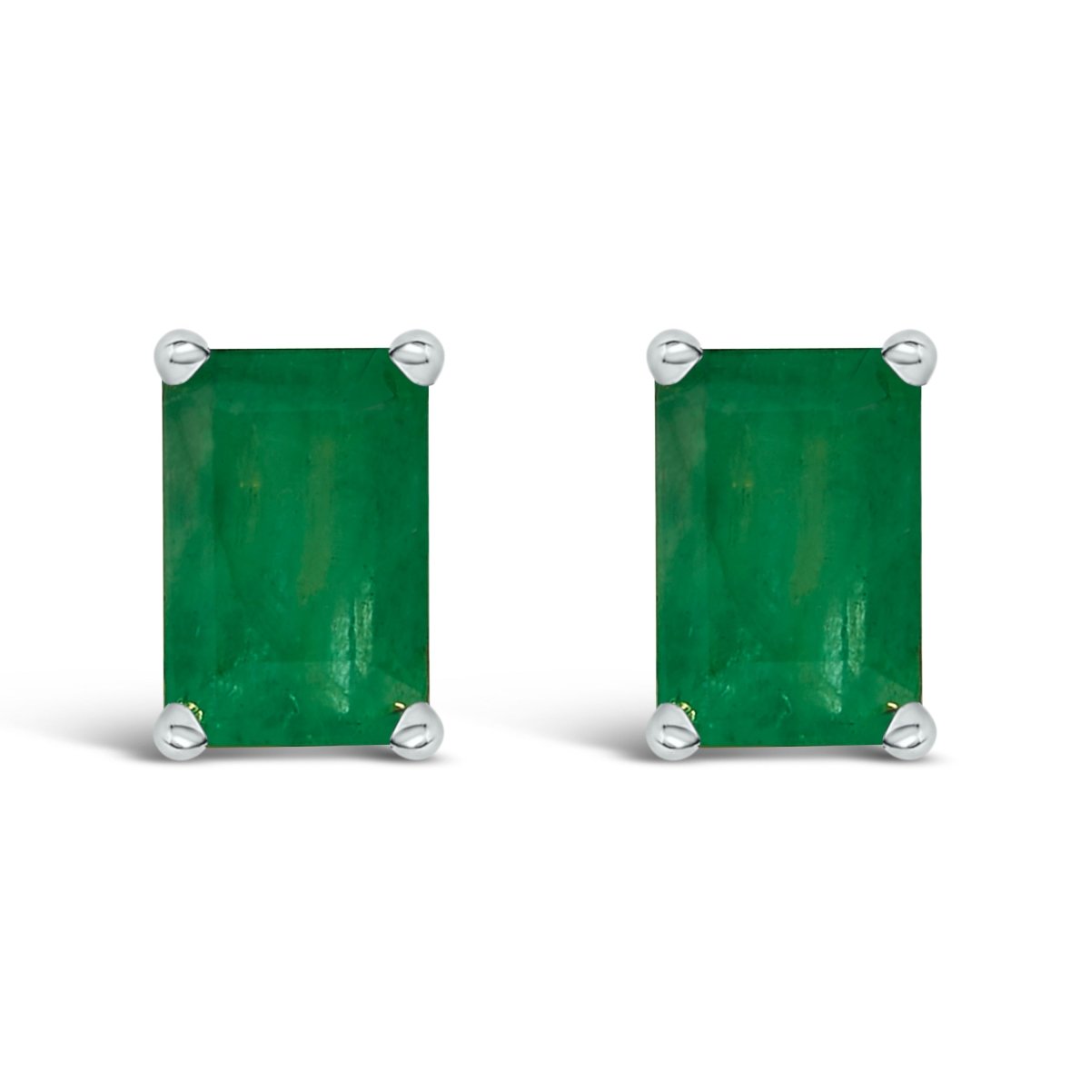 14K White Gold 6x4MM Emerald Shaped Amethyst Solitaire Stud Earrings - Earrings - Custom Crafting Alliance, LLC