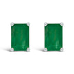 14K White Gold 6x4MM Emerald Shaped Amethyst Solitaire Stud Earrings - Earrings - Custom Crafting Alliance, LLC