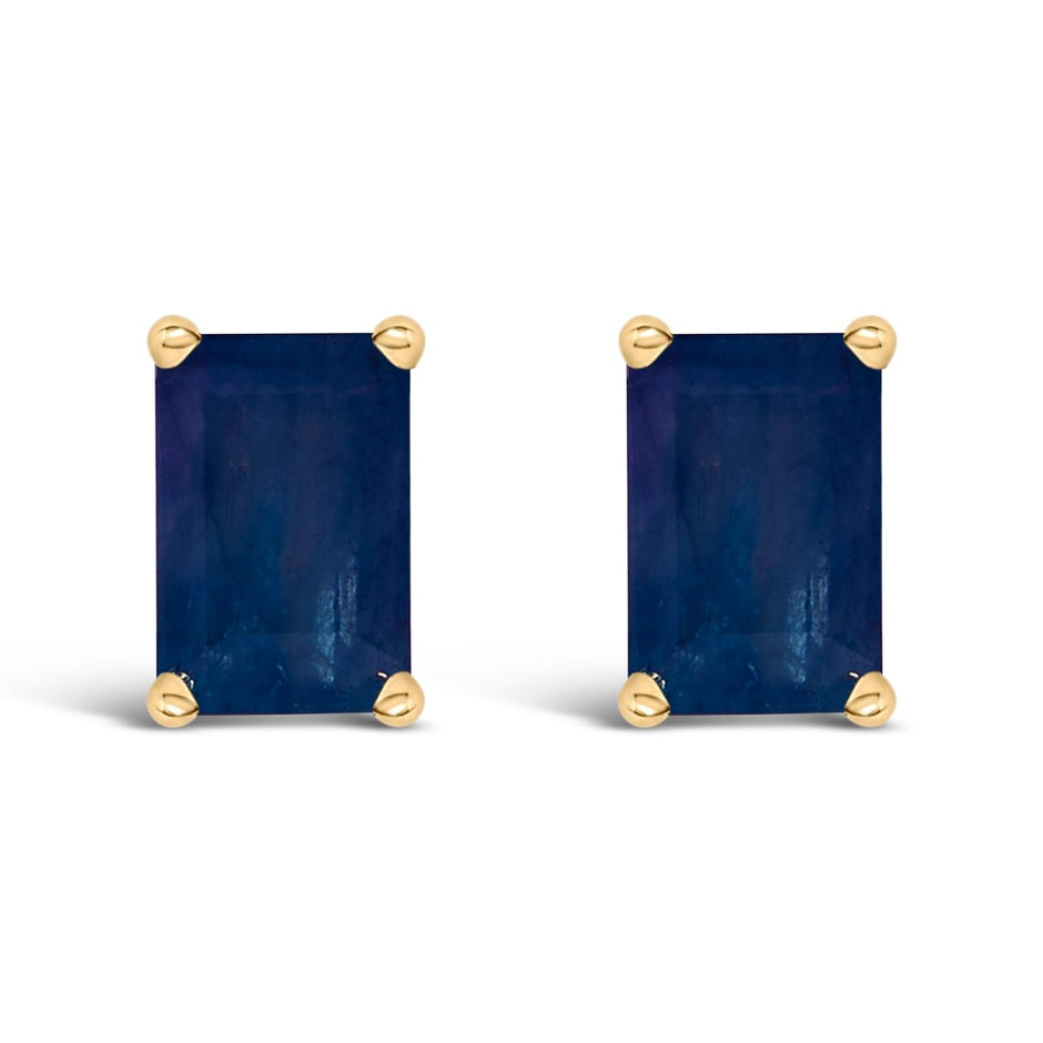 14K White Gold 6x4MM Emerald Shaped Amethyst Solitaire Stud Earrings - Earrings - Custom Crafting Alliance, LLC
