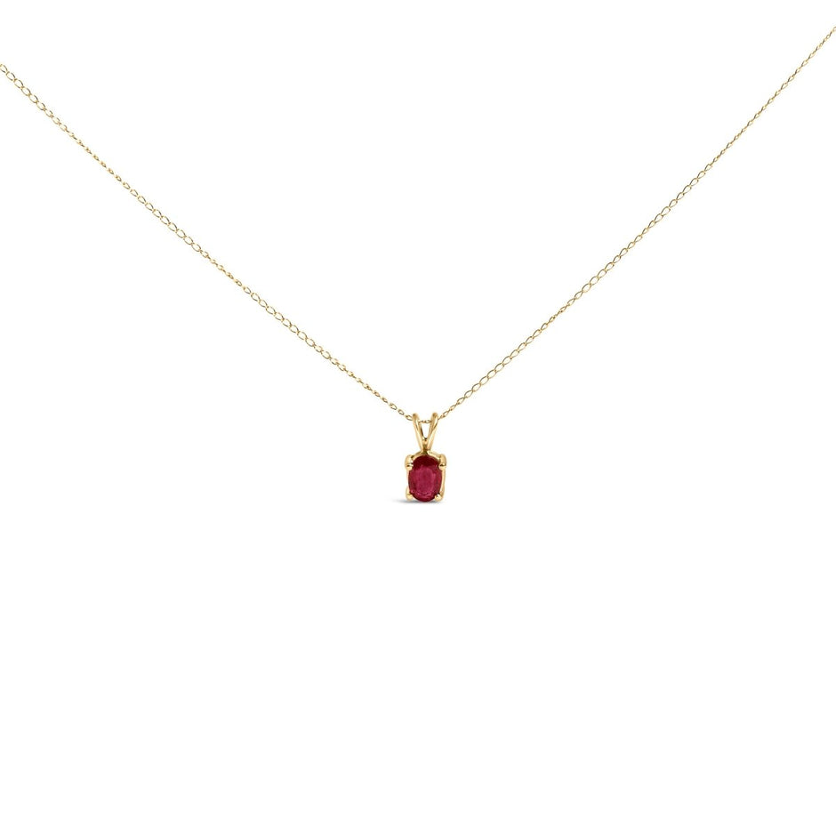 14K White Gold 6x4MM Oval Shaped Purple Amethyst Solitaire Pendant Necklace - Necklaces - Custom Crafting Alliance, LLC