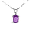 14K White Gold 6x4MM Oval Shaped Purple Amethyst Solitaire Pendant Necklace - Necklaces - Custom Crafting Alliance, LLC
