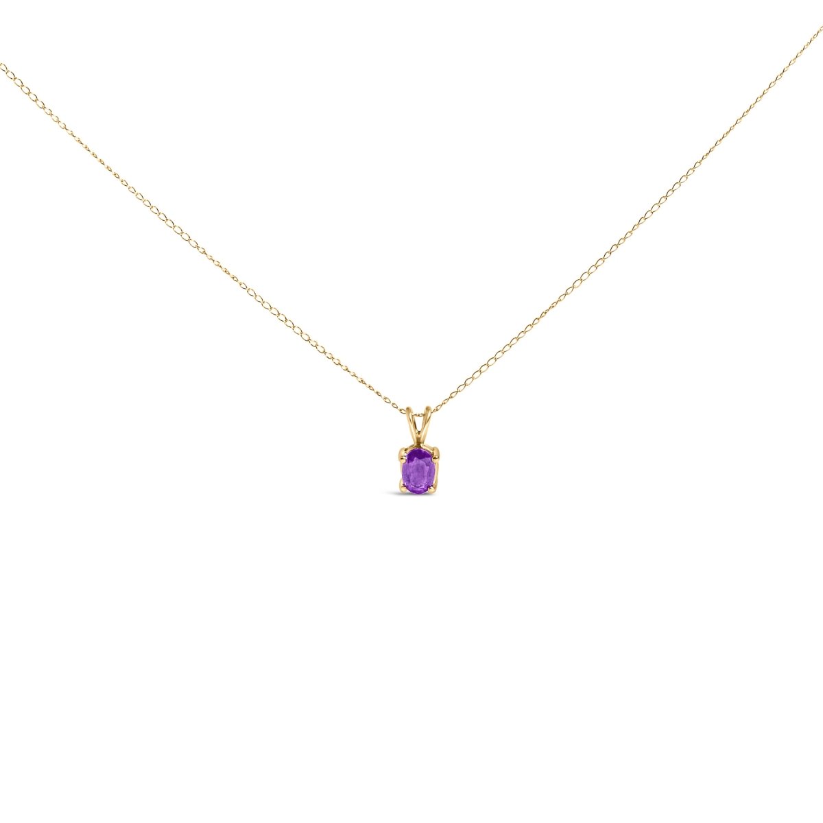14K White Gold 6x4MM Oval Shaped Purple Amethyst Solitaire Pendant Necklace - Necklaces - Custom Crafting Alliance, LLC