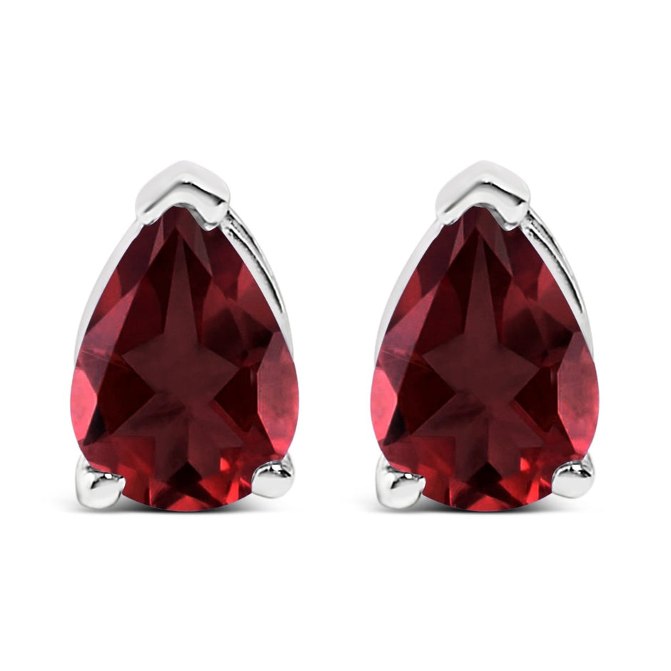 14K White Gold 6x4MM Pear Shaped Purple Amethyst Solitaire Stud Earrings - Earrings - Custom Crafting Alliance, LLC