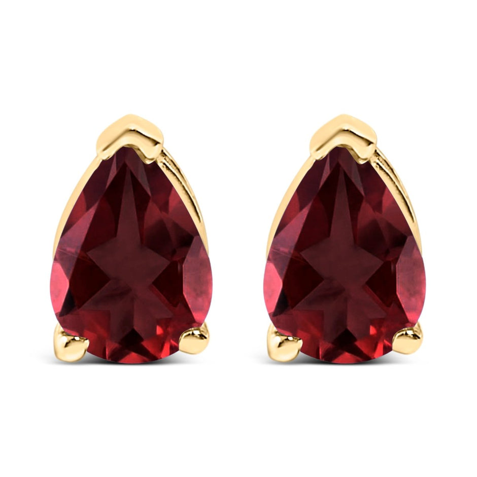 14K White Gold 6x4MM Pear Shaped Purple Amethyst Solitaire Stud Earrings - Earrings - Custom Crafting Alliance, LLC