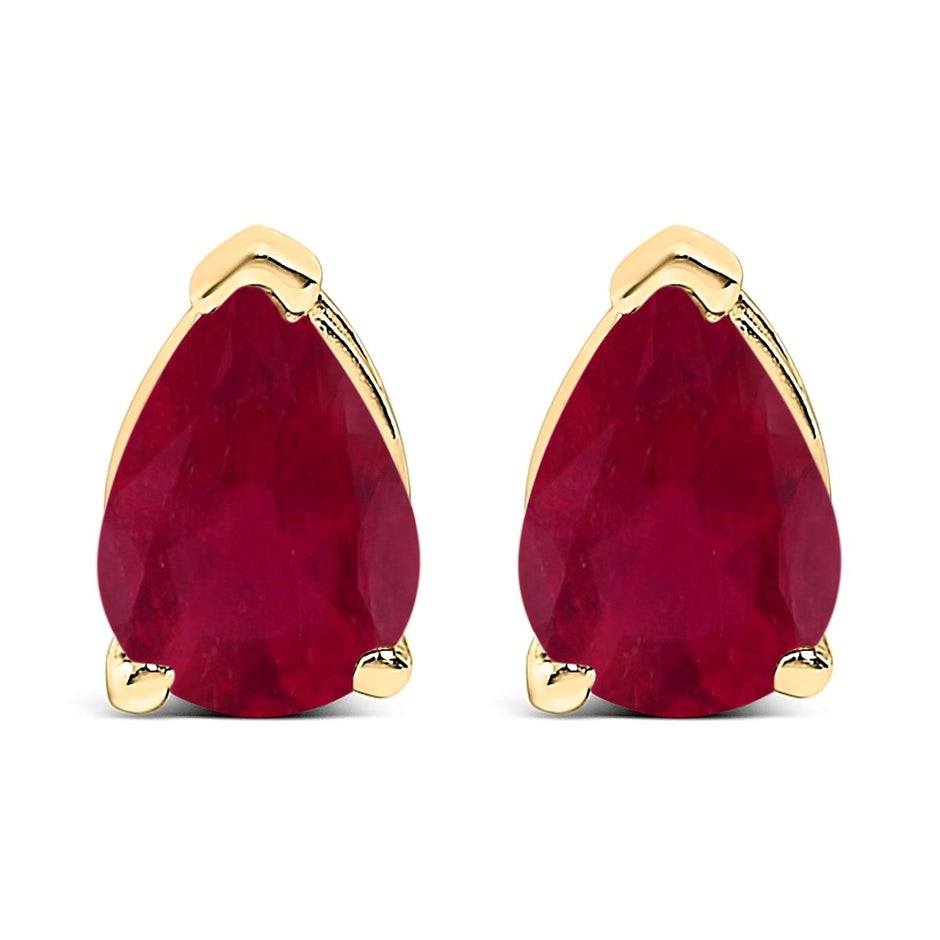 14K White Gold 6x4MM Pear Shaped Purple Amethyst Solitaire Stud Earrings - Earrings - Custom Crafting Alliance, LLC