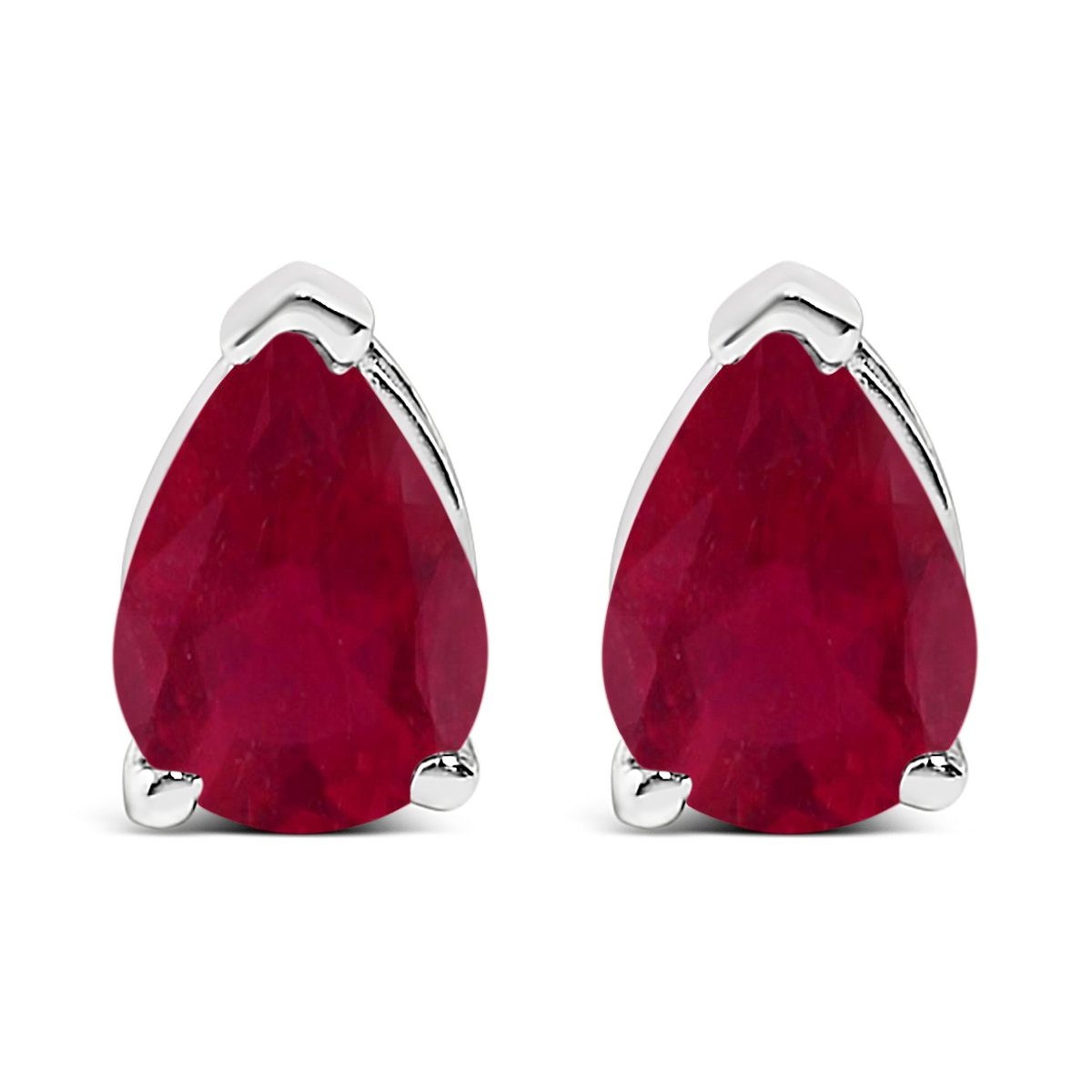 14K White Gold 6x4MM Pear Shaped Purple Amethyst Solitaire Stud Earrings - Earrings - Custom Crafting Alliance, LLC