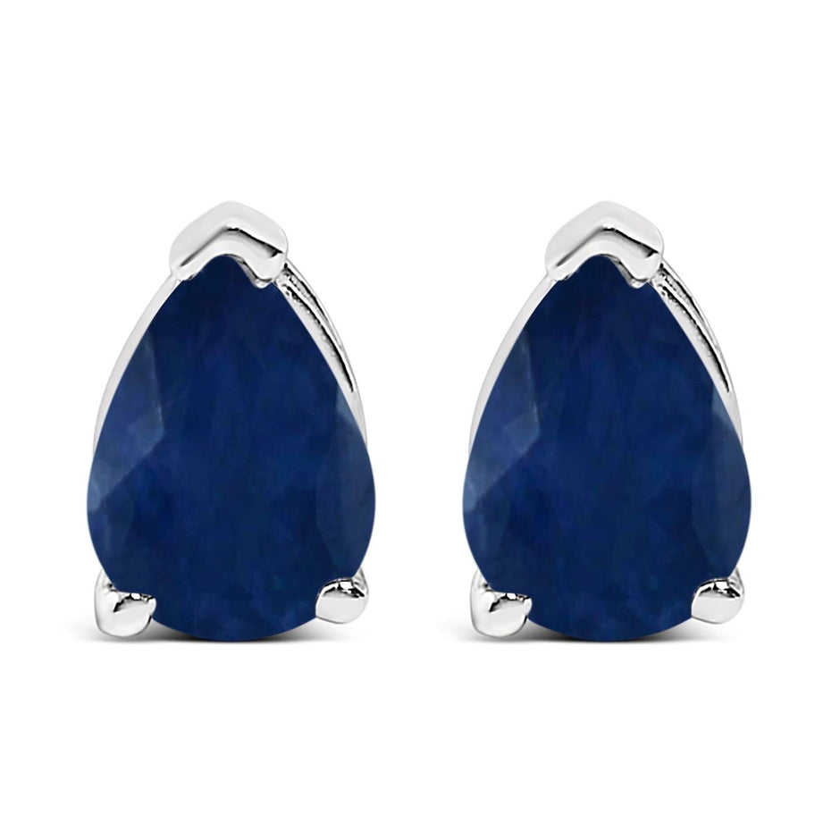 14K White Gold 6x4MM Pear Shaped Purple Amethyst Solitaire Stud Earrings - Earrings - Custom Crafting Alliance, LLC