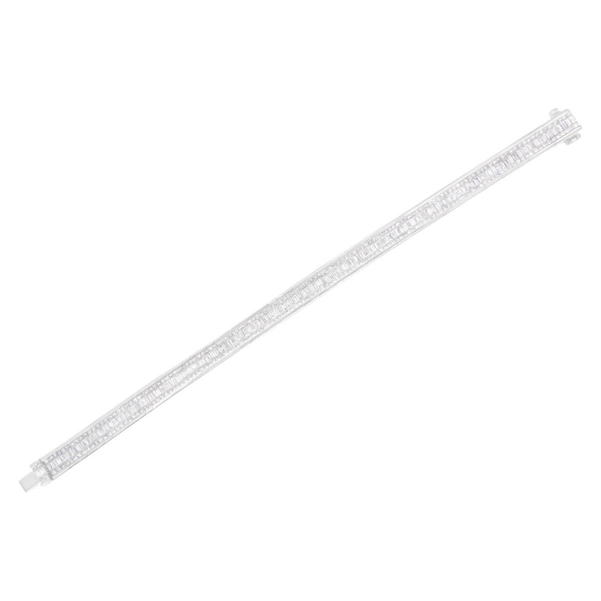 14K White Gold 7 7/8 Cttw Princess and Baguette Diamond Eternity Line Tennis Bracelet (G-H Color, SI1-SI2 Clarity) - 7