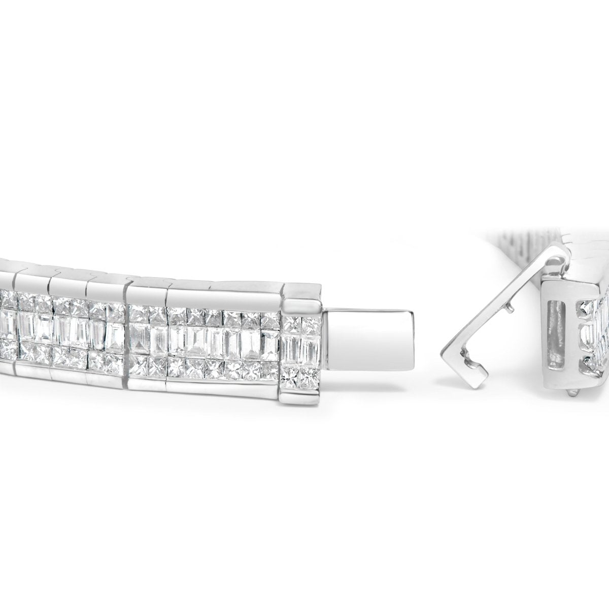 14K White Gold 7 7/8 Cttw Princess and Baguette Diamond Eternity Line Tennis Bracelet (G-H Color, SI1-SI2 Clarity) - 7