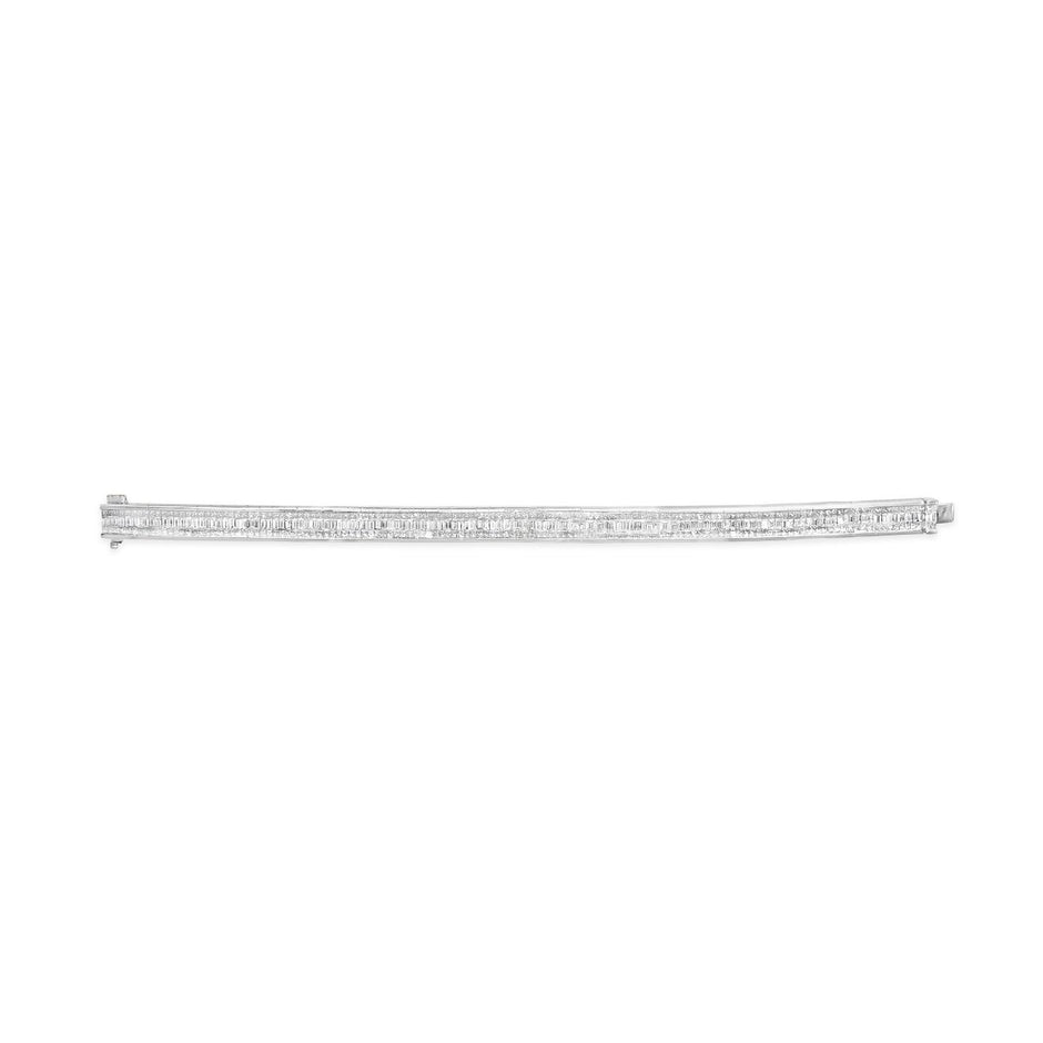 14K White Gold 7 7/8 Cttw Princess and Baguette Diamond Eternity Line Tennis Bracelet (G-H Color, SI1-SI2 Clarity) - 7