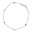 14K White Gold Alternating Blue Sapphire and Diamond Bezel Station Chain Bracelet - Size 7.5 inch - Bracelets - Custom Crafting Alliance, LLC
