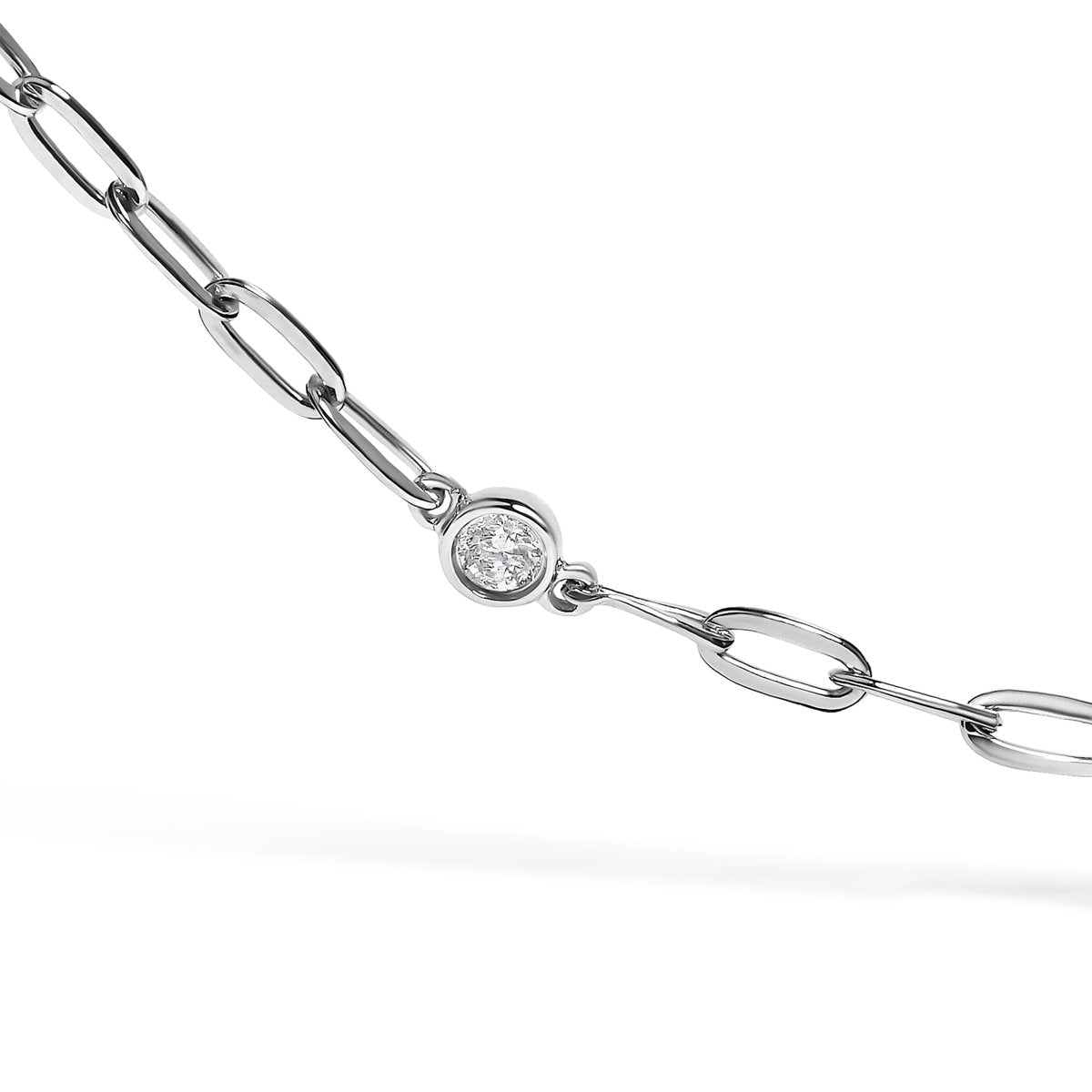 14K White Gold Bezel Set 1.00 Cttw Diamond 11 Station Necklace - Necklaces - Custom Crafting Alliance, LLC