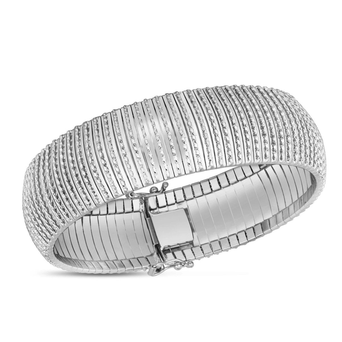 14k White Gold Bold Diamante Flex Bracelet (17.10 mm) - Bracelets - Custom Crafting Alliance, LLC