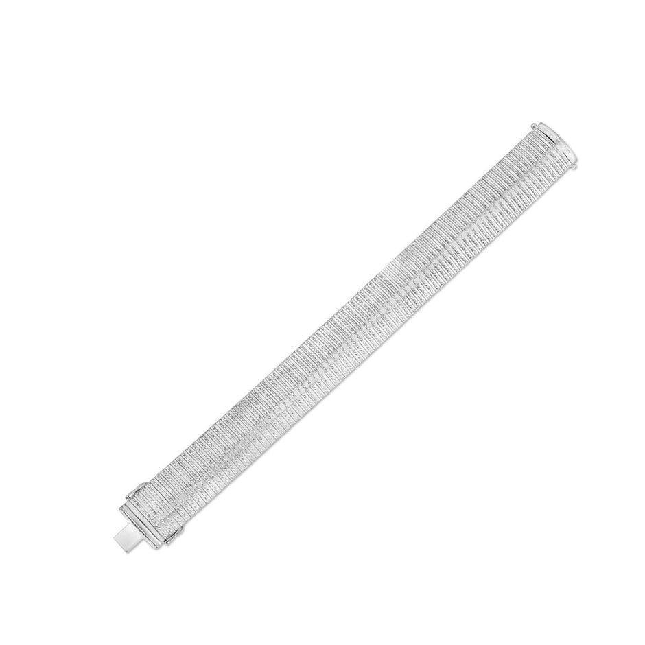 14k White Gold Bold Diamante Flex Bracelet (17.10 mm) - Bracelets - Custom Crafting Alliance, LLC