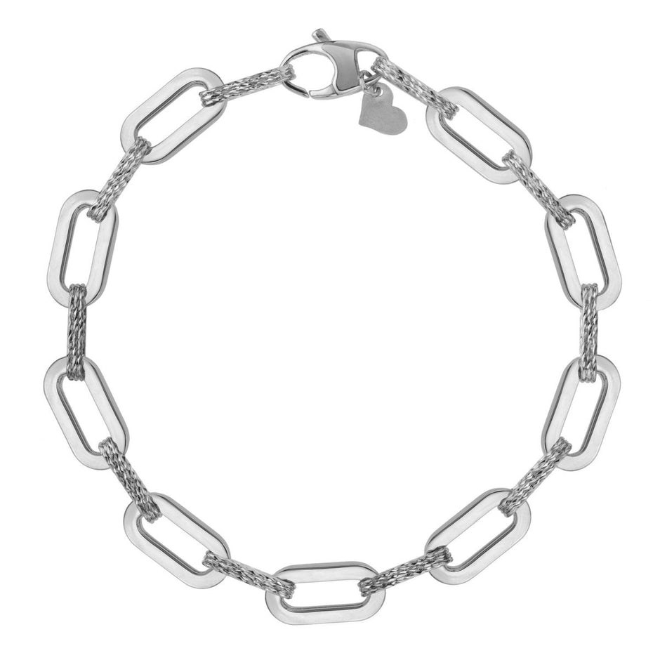 14k White Gold Diamante Paperclip Chain Bracelet (7.00 mm) - Bracelets - Custom Crafting Alliance, LLC