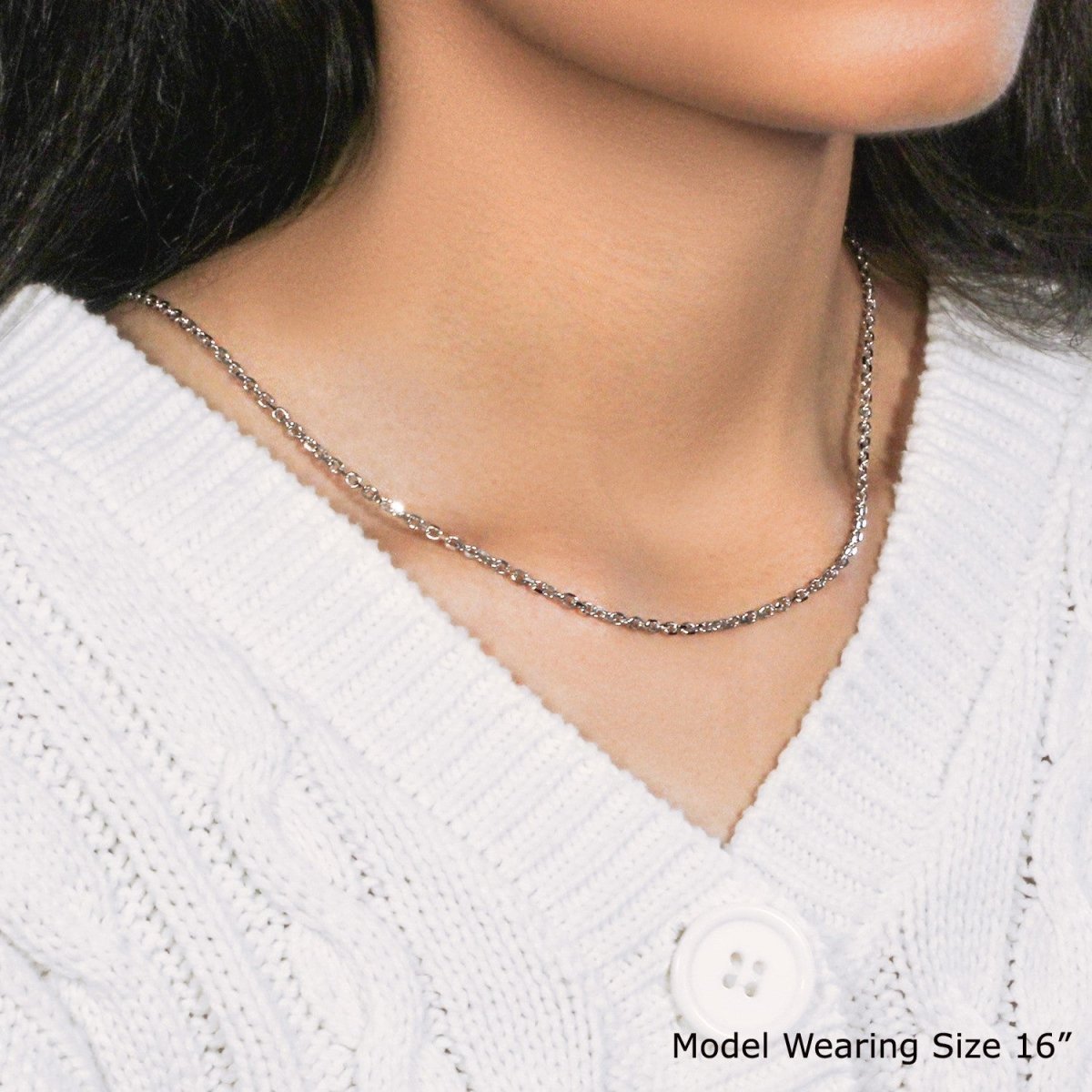 14k White Gold Diamond Cut Cable Link Chain (2.60 mm) - Necklaces - Custom Crafting Alliance, LLC