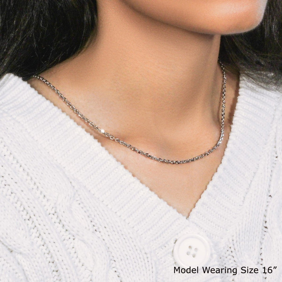14k White Gold Diamond Cut Cable Link Chain (2.60 mm) - Necklaces - Custom Crafting Alliance, LLC