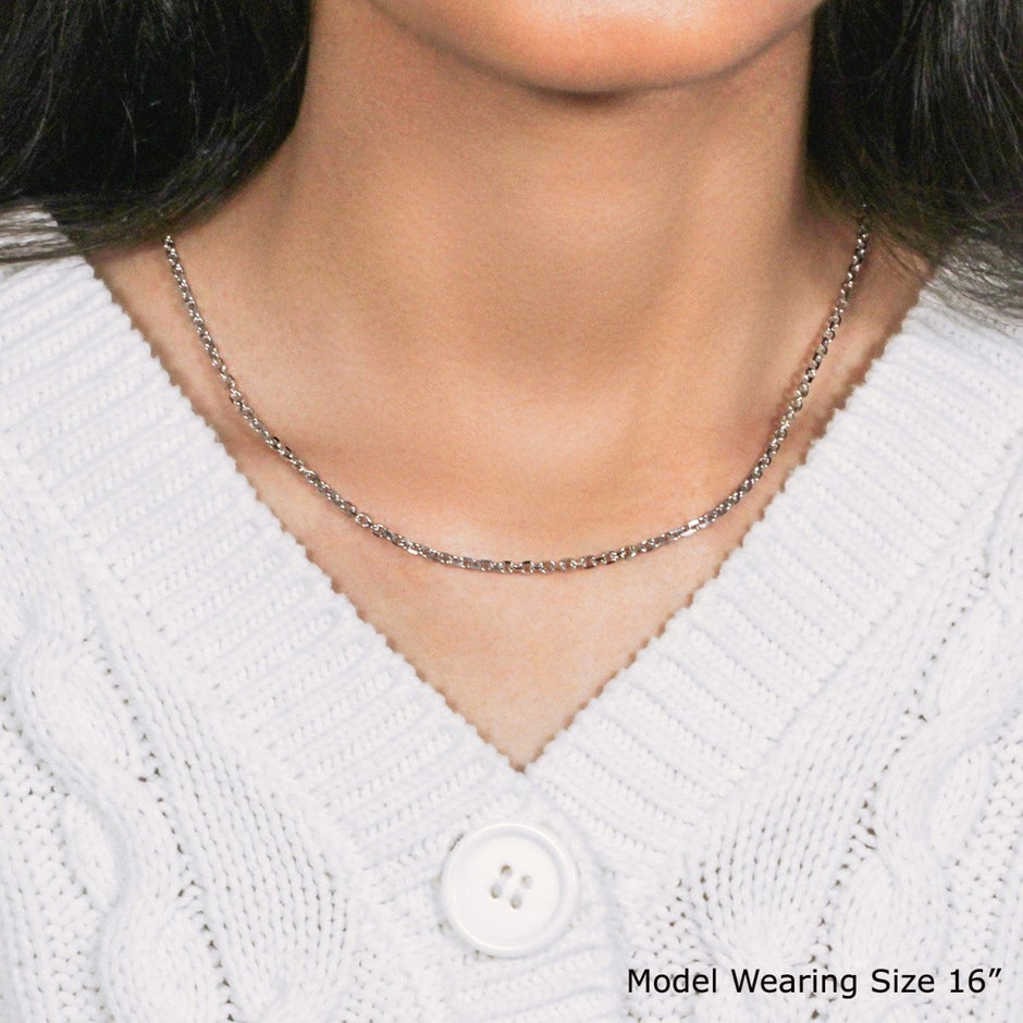 14k White Gold Diamond Cut Cable Link Chain (2.60 mm) - Necklaces - Custom Crafting Alliance, LLC