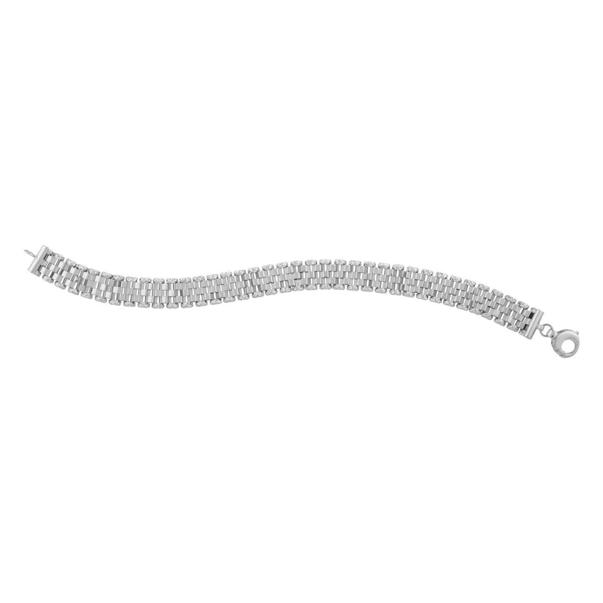 14k White Gold Faceted Panther Link Chain Bracelet - Bracelets - Custom Crafting Alliance, LLC