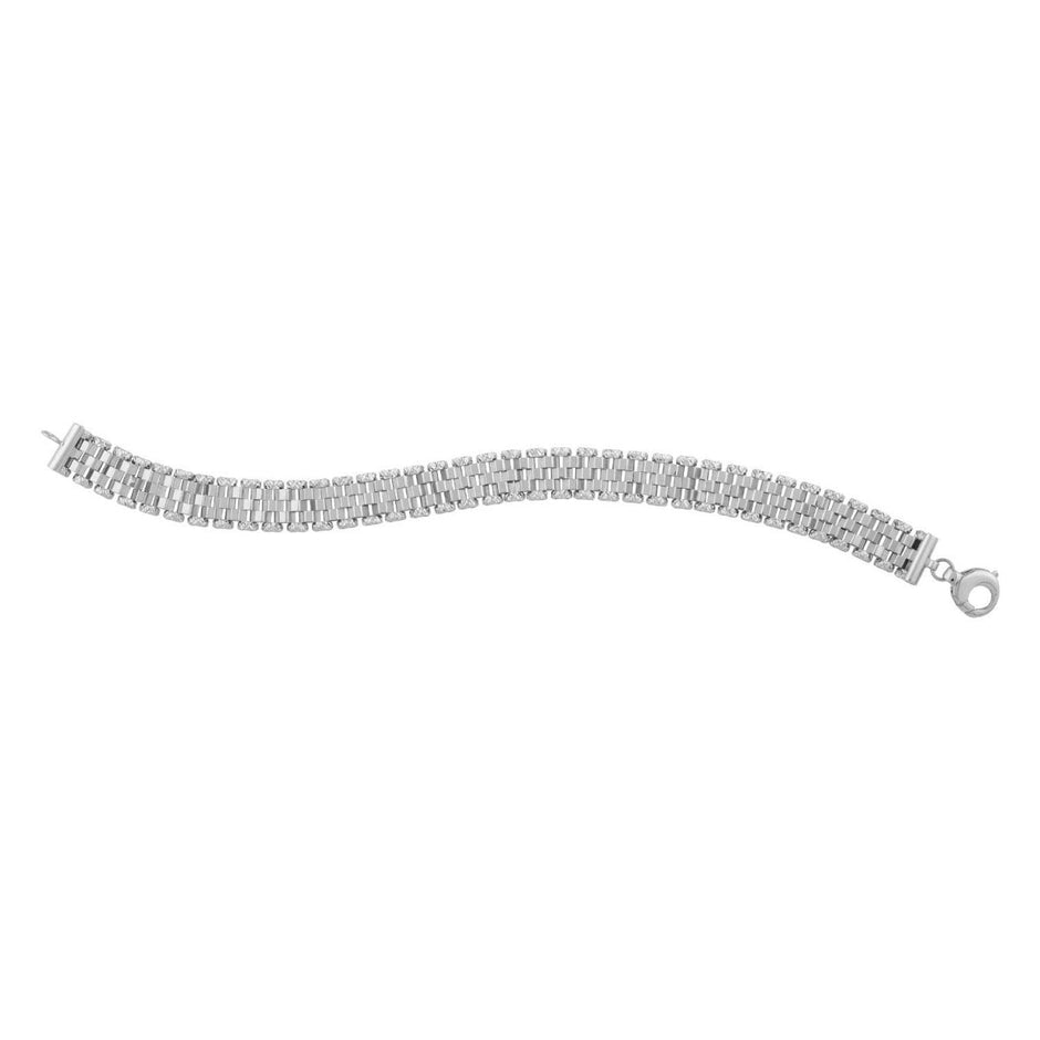 14k White Gold Faceted Panther Link Chain Bracelet - Bracelets - Custom Crafting Alliance, LLC