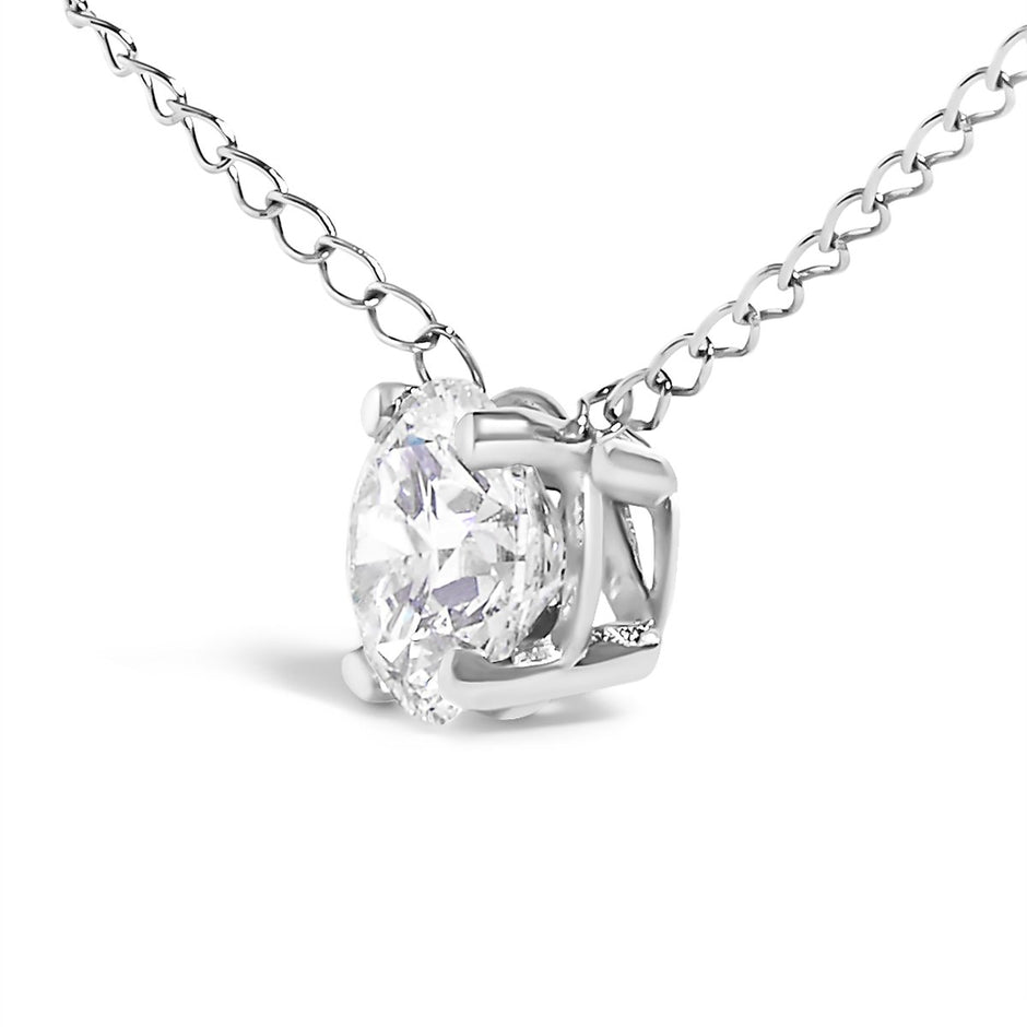 14K White Gold Floating 1/2 Cttw Lab Grown Diamond Solitaire Pendant Necklace - 18