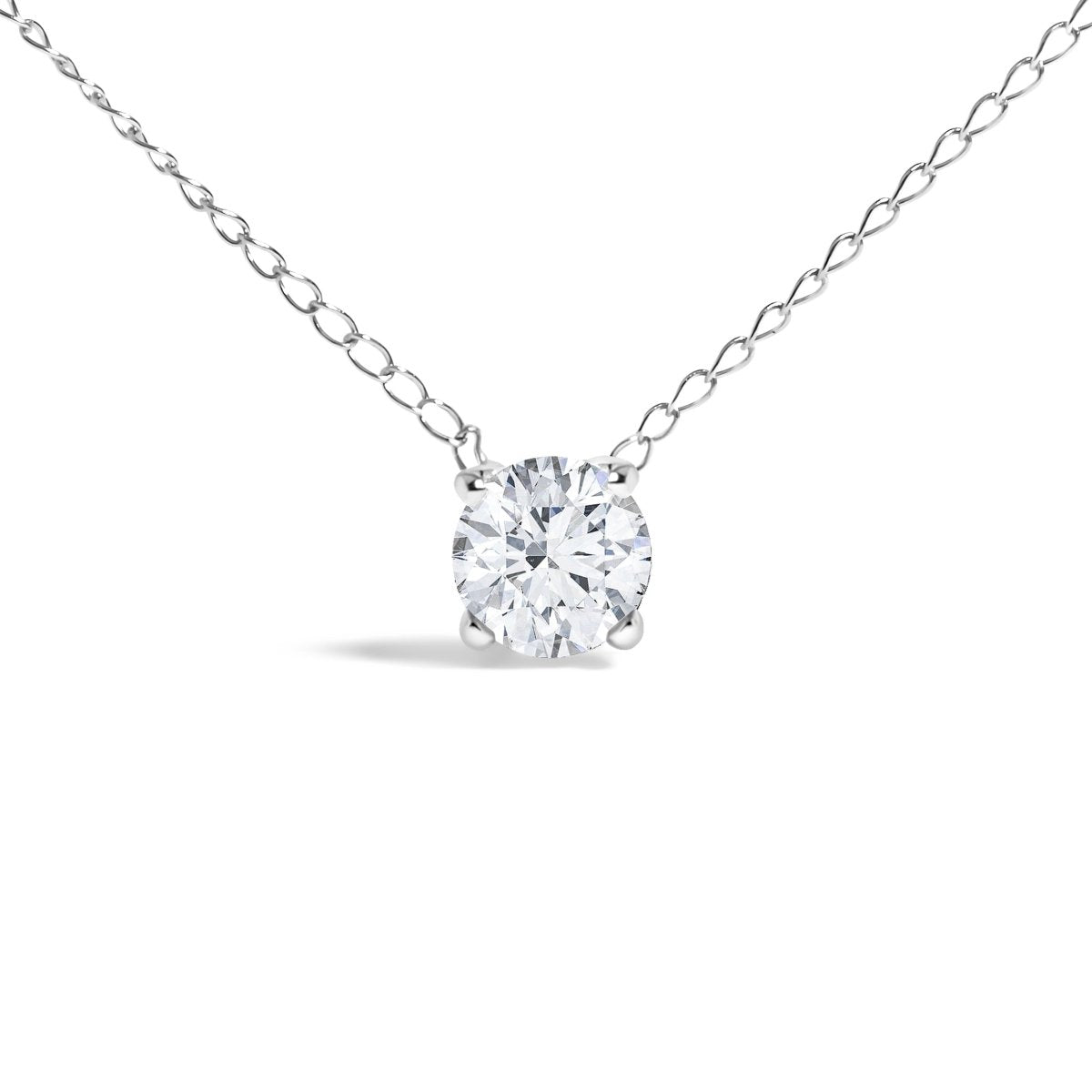 14K White Gold Floating 1/2 Cttw Lab Grown Diamond Solitaire Pendant Necklace - 18