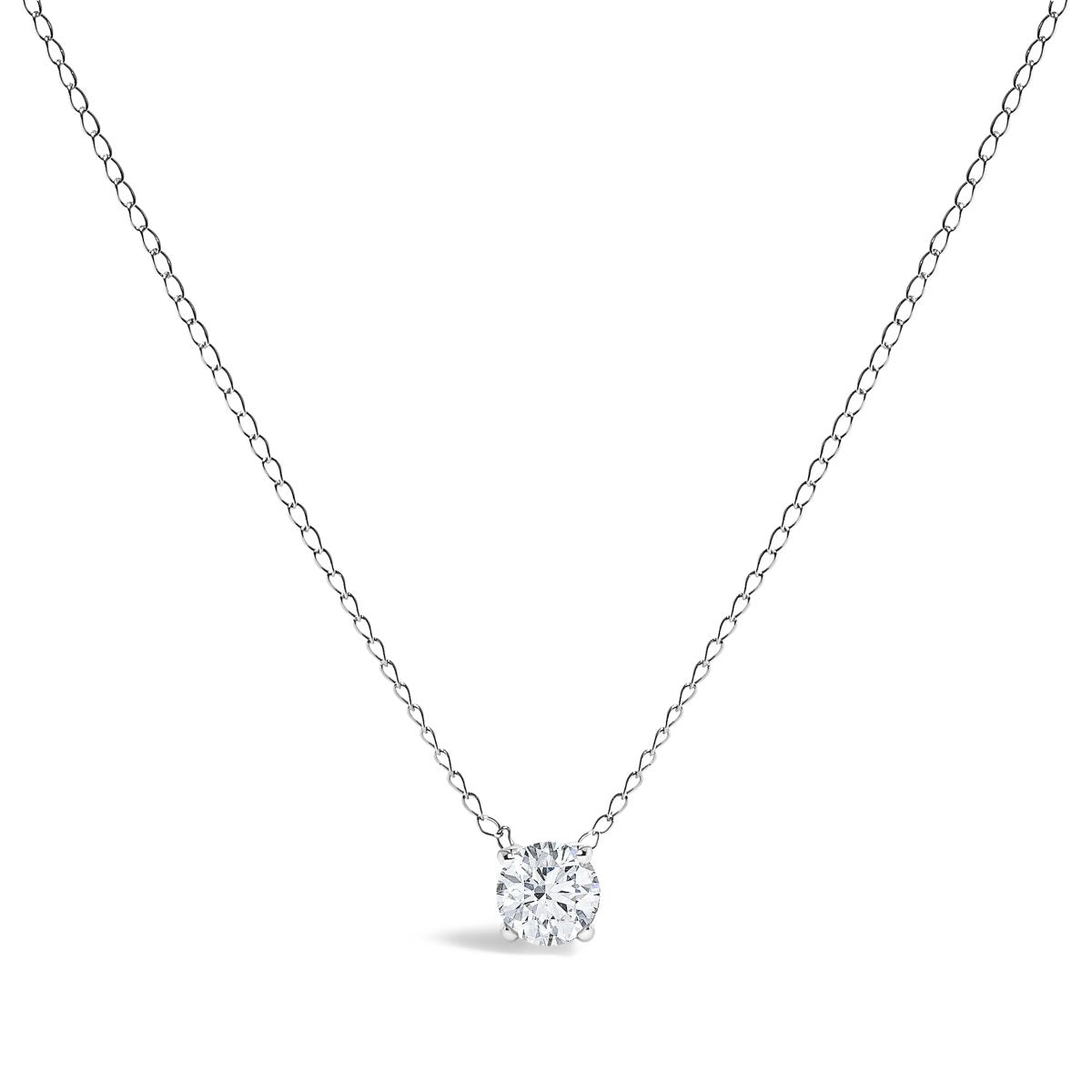 14K White Gold Floating 1/2 Cttw Lab Grown Diamond Solitaire Pendant Necklace - 18