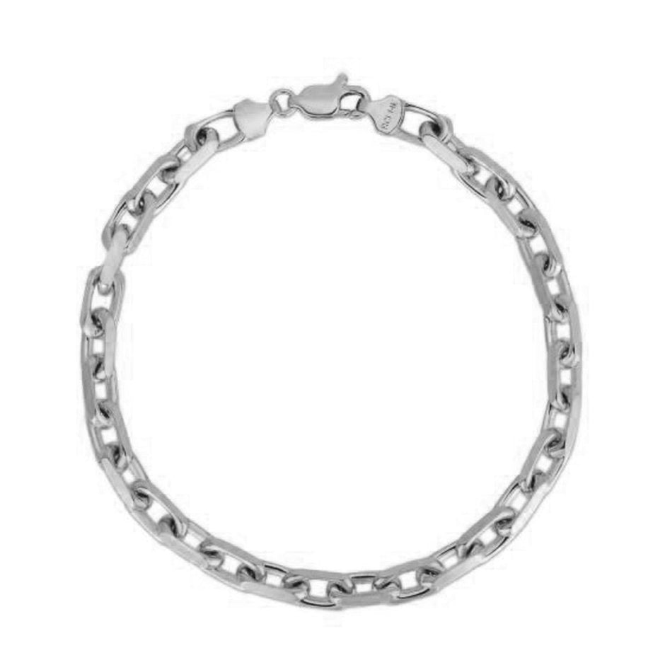 14k White Gold French Cable Chain Bracelet (4.80 mm) - Bracelets - Custom Crafting Alliance, LLC