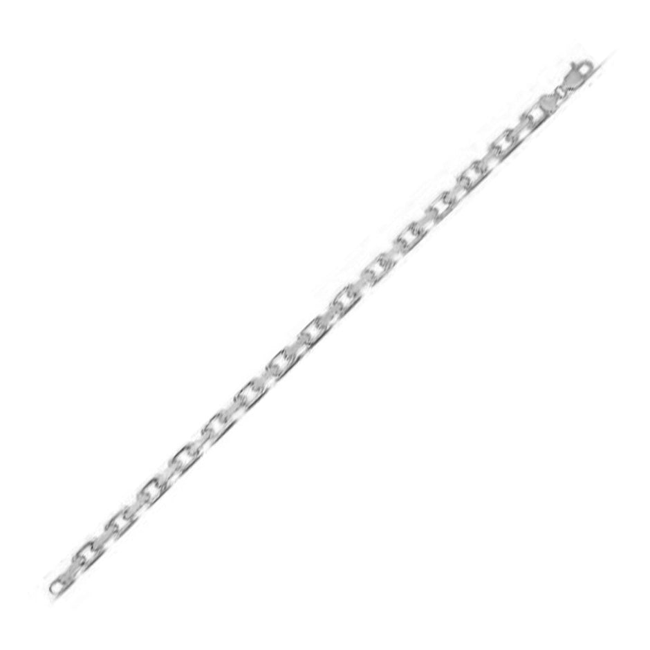 14k White Gold French Cable Chain Bracelet (4.80 mm) - Bracelets - Custom Crafting Alliance, LLC