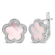 14K White Gold Mother of Pearl and 1/5 Cttw Diamond Halo Star Stud Earrings - Earrings - Custom Crafting Alliance, LLC