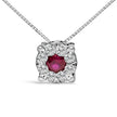14K White Gold Red Ruby and 1/3 Cttw Diamond Halo Pendant Necklace - Necklaces - Custom Crafting Alliance, LLC