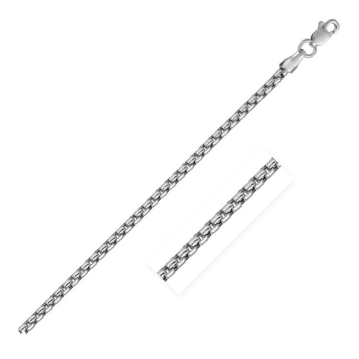 14k White Gold Solid Round Box Chain (2.50 mm) - Necklaces - Custom Crafting Alliance, LLC