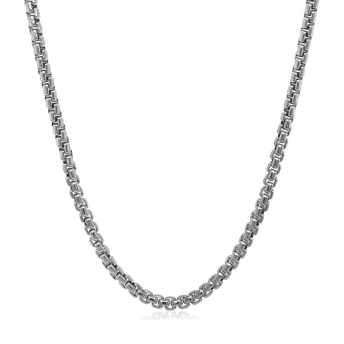 14k White Gold Solid Round Box Chain (2.50 mm) - Necklaces - Custom Crafting Alliance, LLC