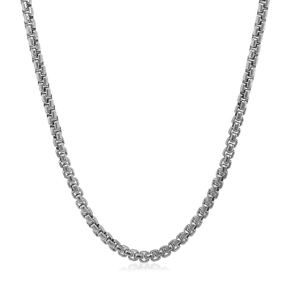 14k White Gold Solid Round Box Chain (2.50 mm) - Necklaces - Custom Crafting Alliance, LLC
