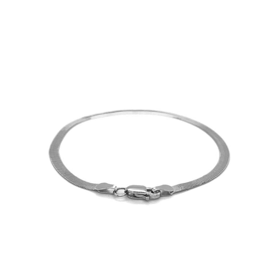 14k White Gold Super Flex Herringbone Bracelet (2.80 mm) - Bracelets - Custom Crafting Alliance, LLC