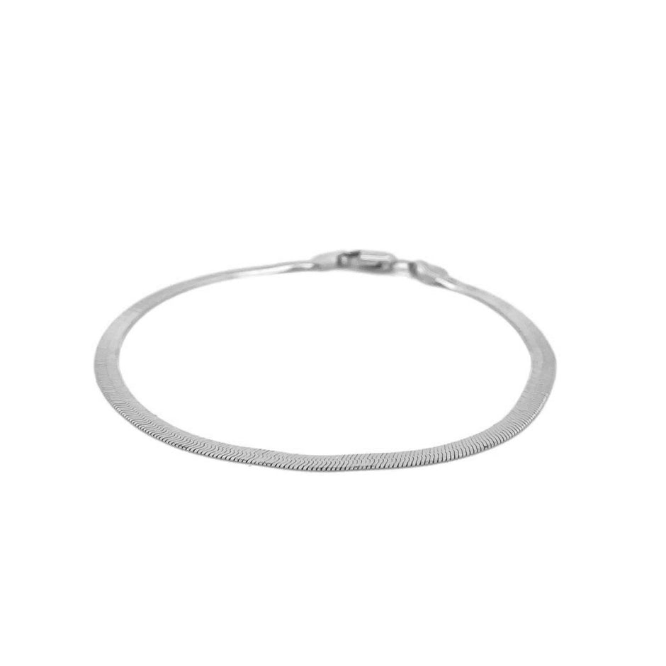 14k White Gold Super Flex Herringbone Bracelet (2.80 mm) - Bracelets - Custom Crafting Alliance, LLC