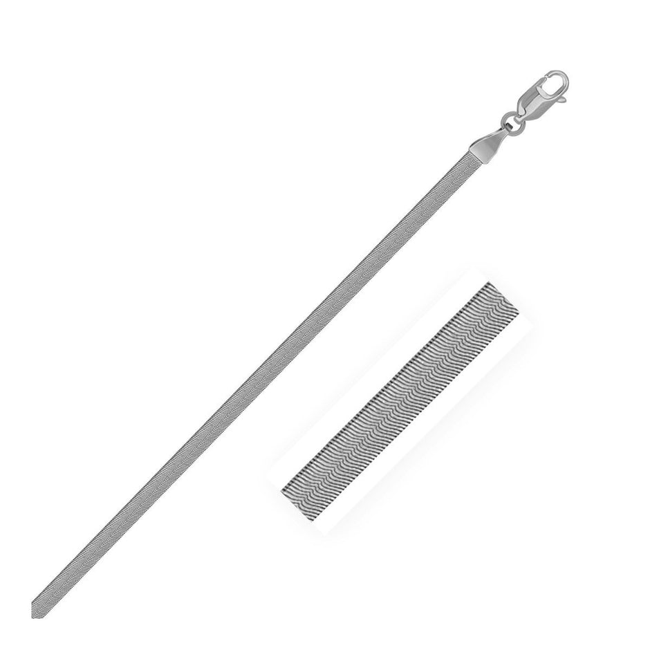 14k White Gold Super Flex Herringbone Chain (2.80 mm) - Necklaces - Custom Crafting Alliance, LLC