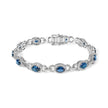14K White Gold Vintage-Inspired Oval Blue Sapphire & Diamond Link Bracelet - Bracelets - Custom Crafting Alliance, LLC