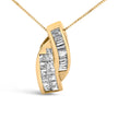 14k Yellow Gold 1 1/3 Cttw Princess and Baguette-cut Diamond Double Curved Pendant Necklace (H-I Color ,VS1-VS2 Clarity) - NO CHAIN INCLUDED - Necklaces - Custom Crafting Alliance, LLC