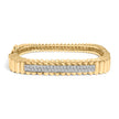 14K Yellow Gold 1 1/4 Cttw Diamond Ribbed Rounded Rectangle Bangle Bracelet (G-H Color, VS2-SI1 Clarity) - 7.75