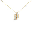 14K Yellow Gold 1 5/8 Cttw Princess and Baguette Diamond Duo Bar Pendant Necklace (G-H Color, VS2-SI1 Clarity) - 18